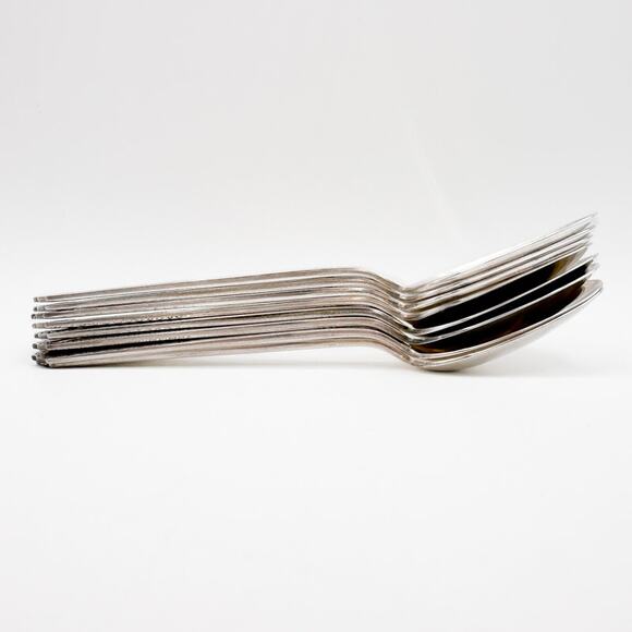 Atq Art Deco National Silver Co EPNS Silver Plate Tea Spoons "Twelve" Set of 8 - Picture 11 of 12